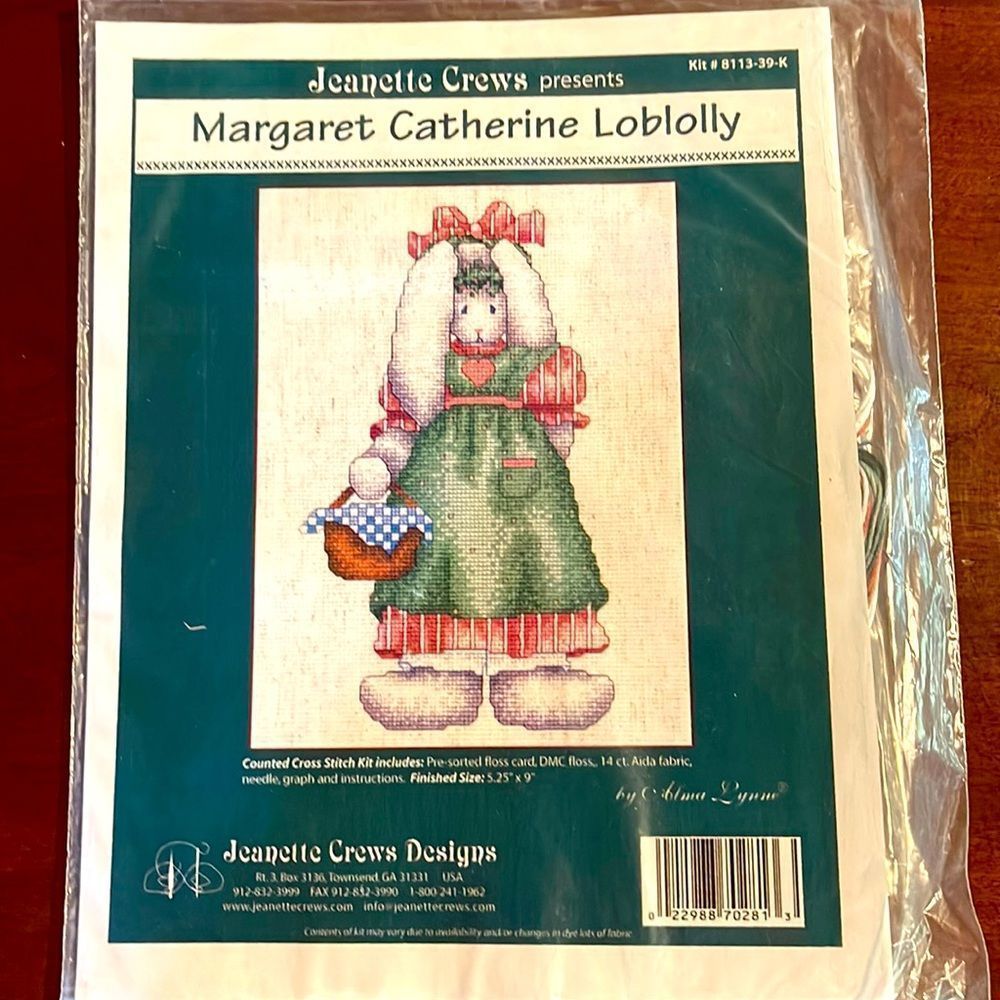 Jeanette Crews ‘Margaret Catherine Loblolly’ Counted Cross Stitch Kit #8…